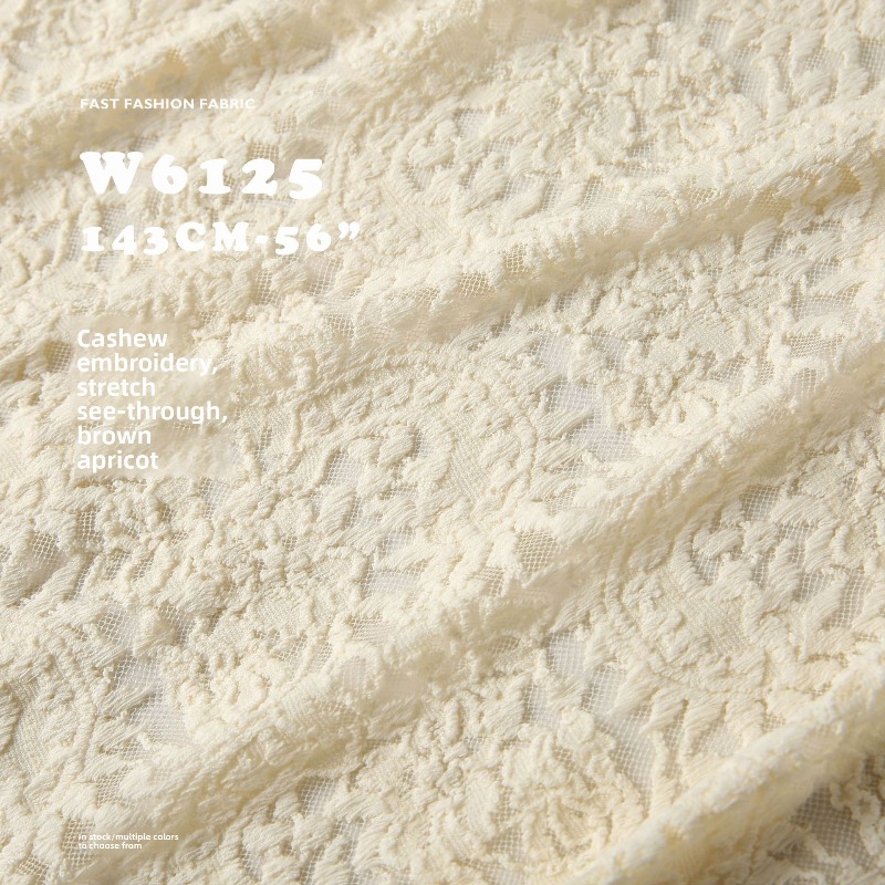 Embroidery Veil - Tecido Jacquard Elástico com Bordado Paisley