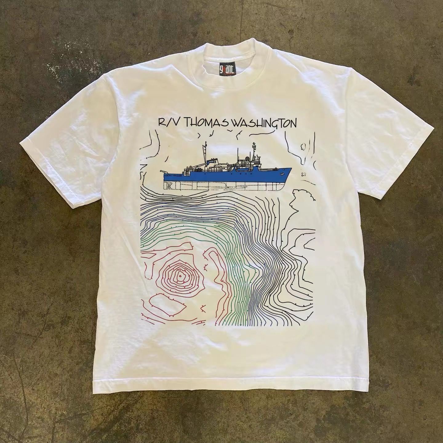 Embroidery Normal Map - Y2K American Vintage Ocean Tee Mulheres