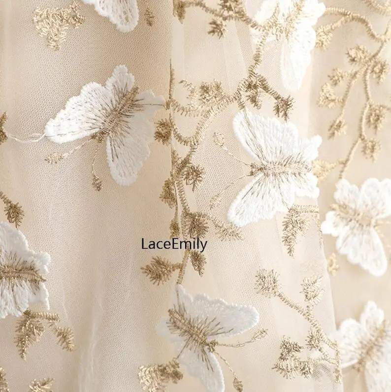Embroidery Veil - 3d borboleta tecido de renda borboleta