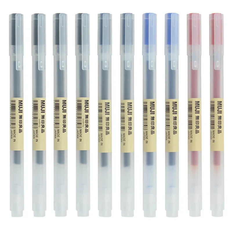 Muji Stationery Gel Pen - 10-30 Pçs/set 0.38/0.5mm Caneta Gel Preto/Azul
