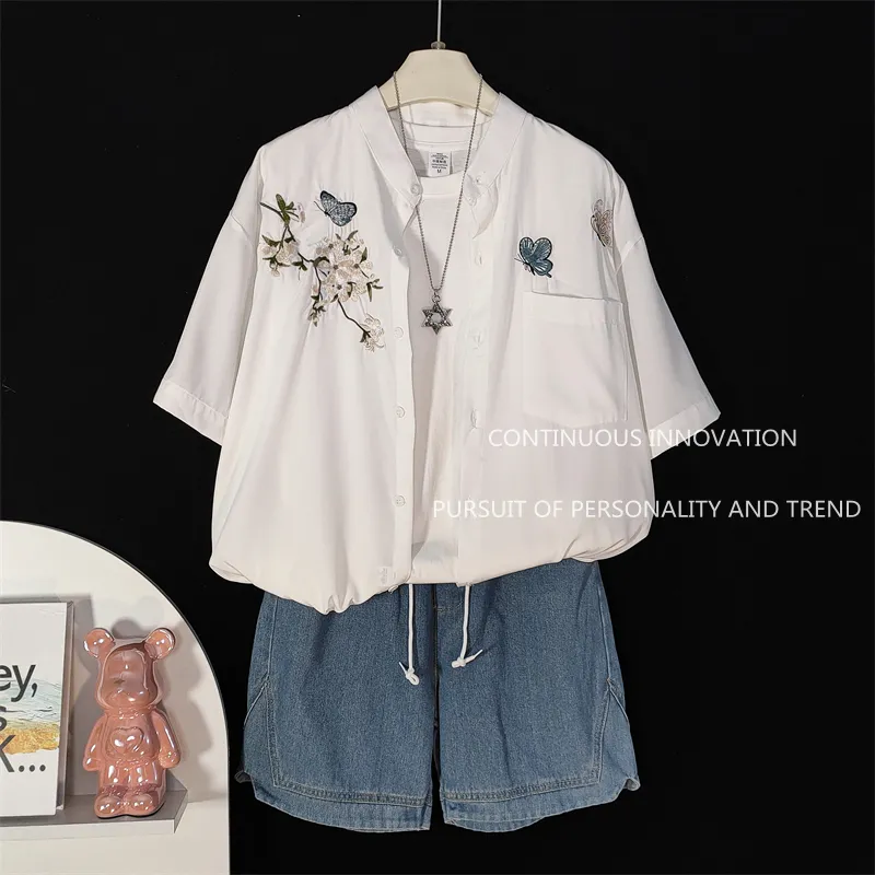 Embroidery Shirt - Conjunto Masculino de 3 Peças Estilo