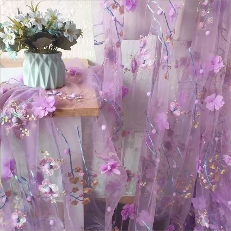 Embroidery Veil - Tecido de Tule com Bordado Floral