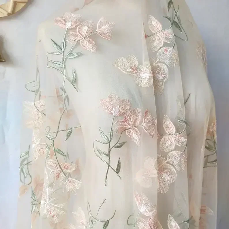 Embroidery Veil - Tecido de renda floral lindo, cor