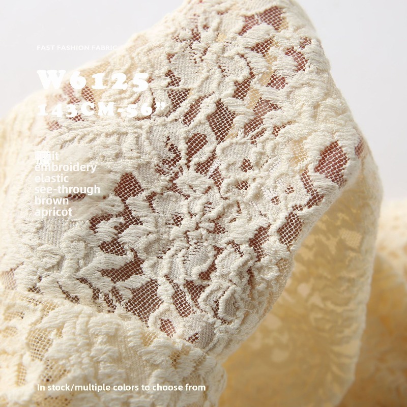 Tecido Jacquard Elástico com B - Embroidery Veil avaliação e preço