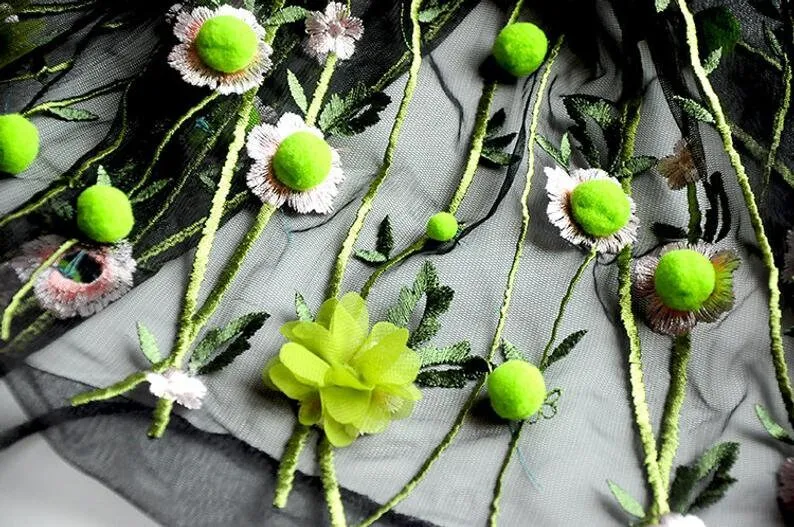3d chiffon flor pompom bordado - Embroidery Veil avaliação e preço