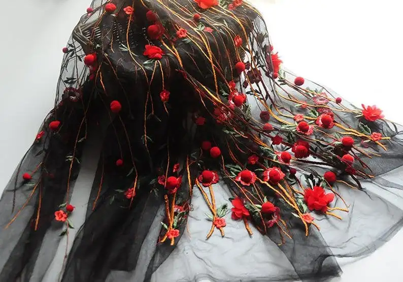 3d chiffon flor pompom bordado - Embroidery Veil avaliação e preço