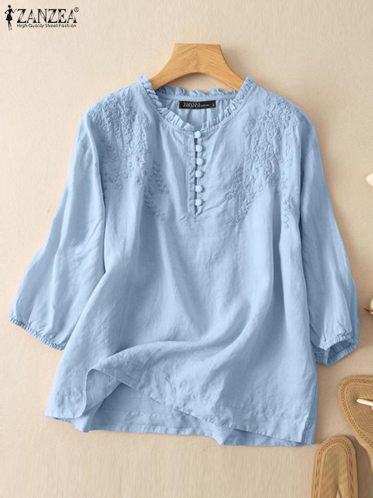 Zanzea verão camisas vintage e - Embroidery On Shirt avaliação e preço