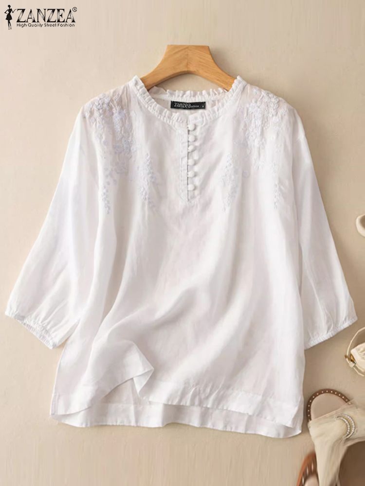 Zanzea verão camisas vintage e - Embroidery On Shirt avaliação e preço