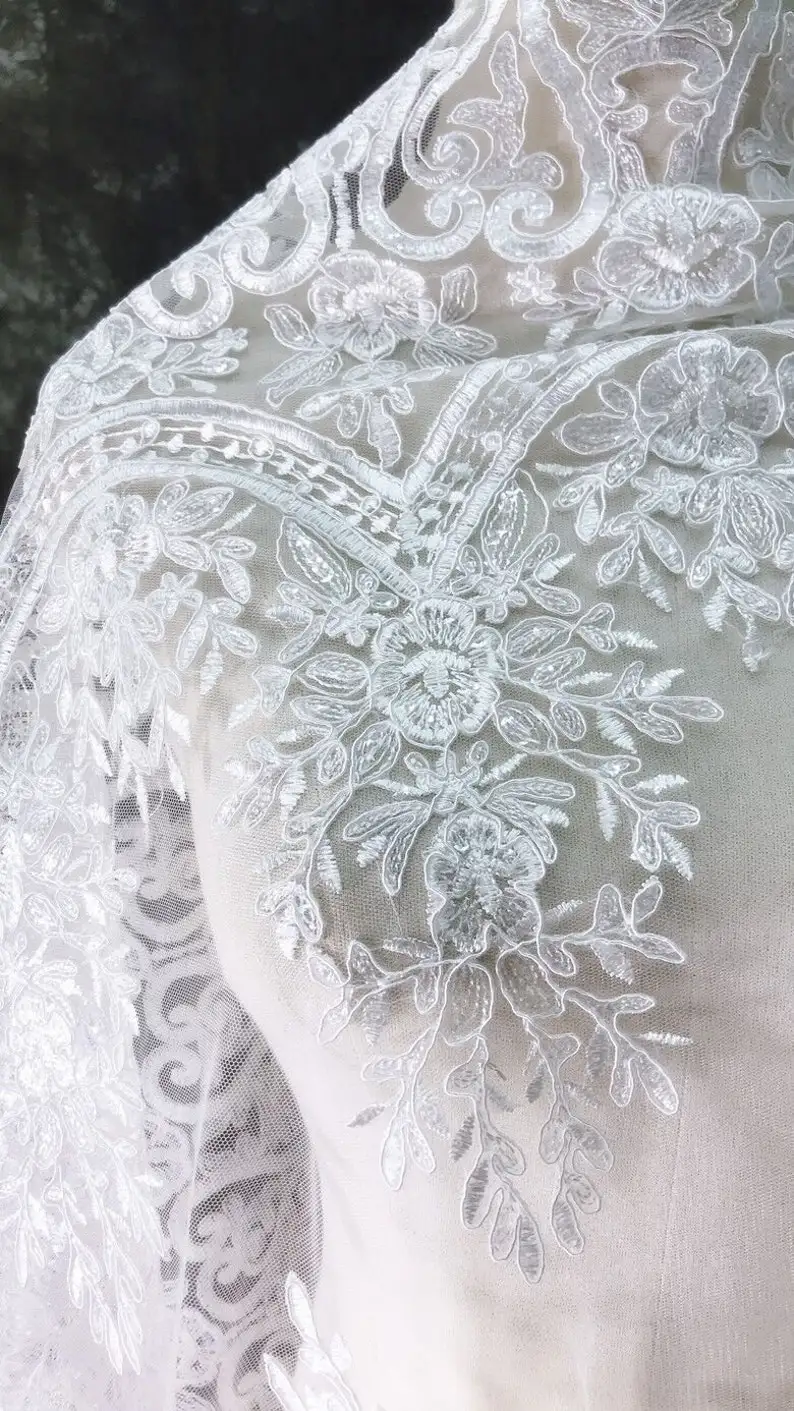 Tecido de renda bordado de flo - Embroidery Veil avaliação e preço