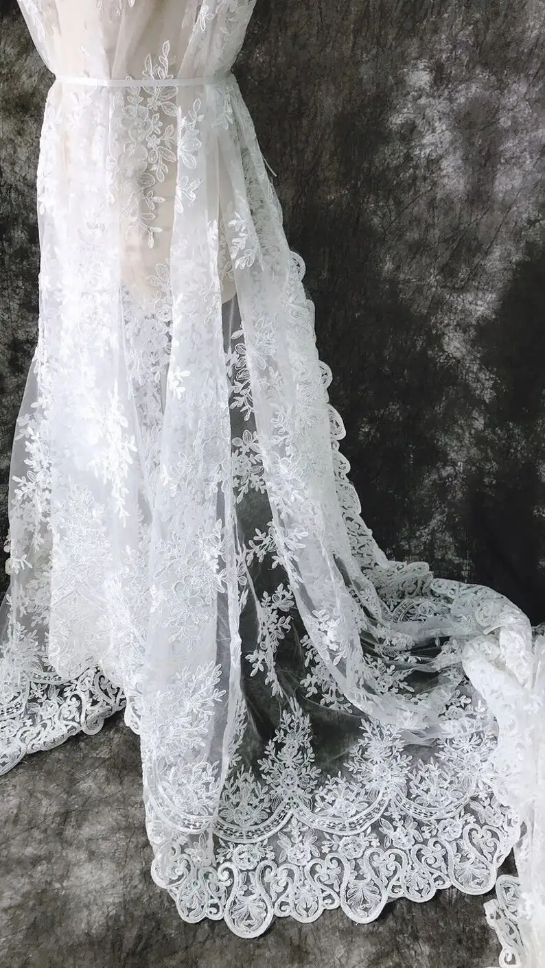 Tecido de renda bordado de flo - Embroidery Veil avaliação e preço