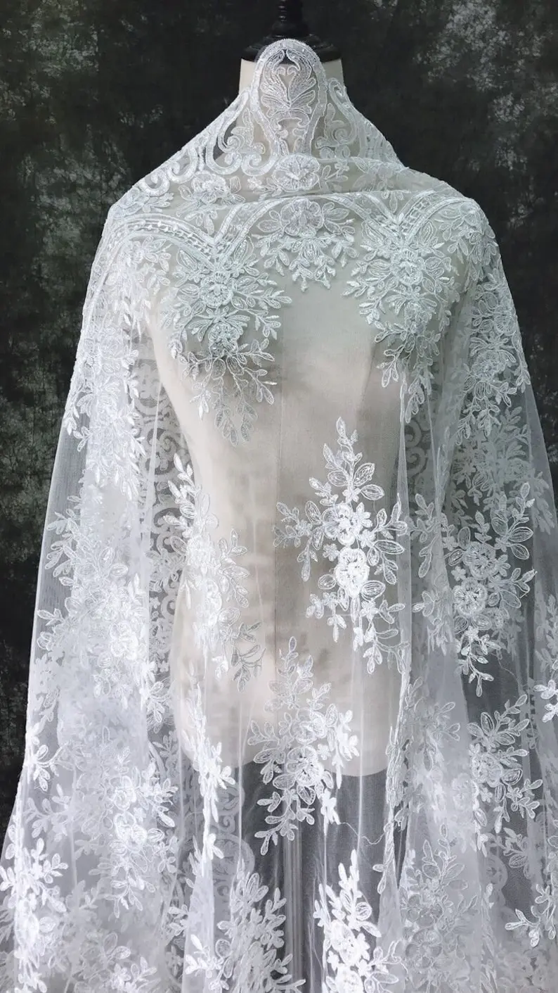 Tecido de renda bordado de flo - Embroidery Veil avaliação e preço