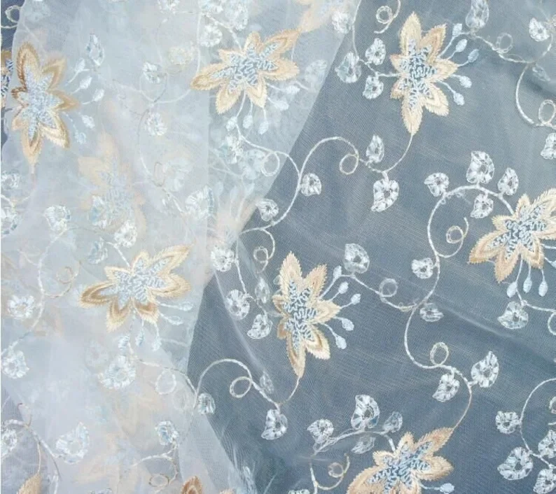 Tecido de renda com bordado de - Embroidery Veil avaliação e preço