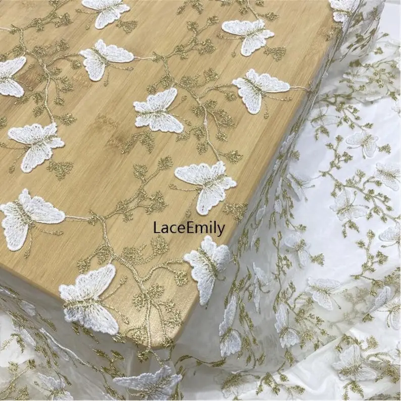 3d borboleta tecido de renda b - Embroidery Veil avaliação e preço