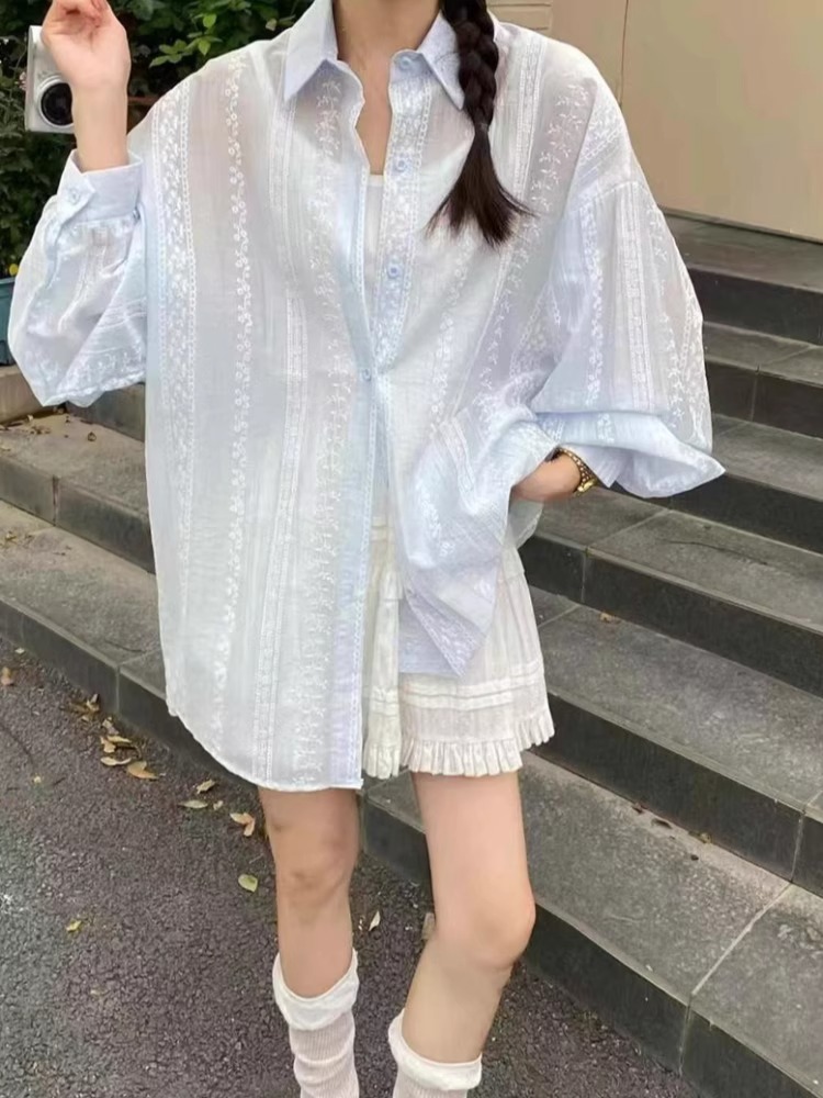 Camisa Feminina Elegante de Es - Embroidery On Shirt avaliação e preço
