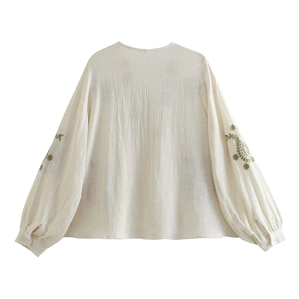 Nova camisa feminina solta bor - Embroidery On Shirt avaliação e preço