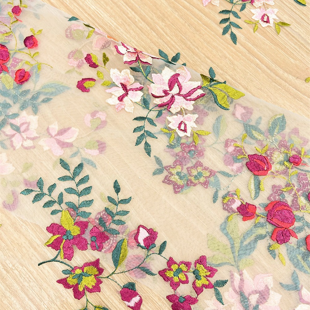 Tecido bordado com flores maci - Embroidery Needle avaliação e preço