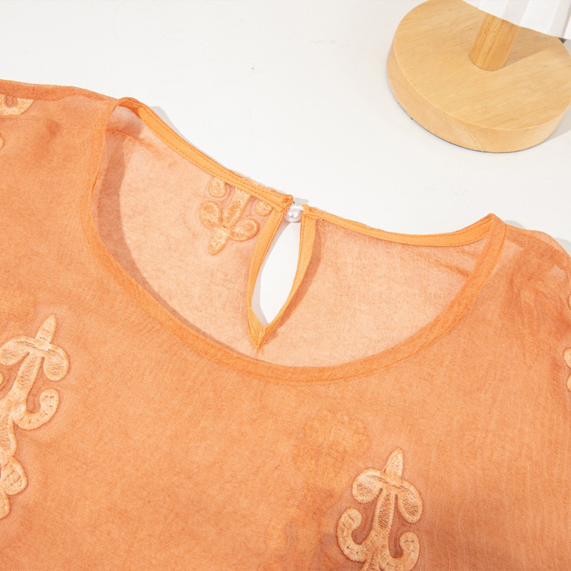 100% seda amoreira blusa femin - Embroidery On Shirt avaliação e preço