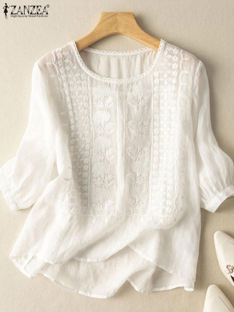 Zanzea elegante feminino blusa - Embroidery On Shirt avaliação e preço