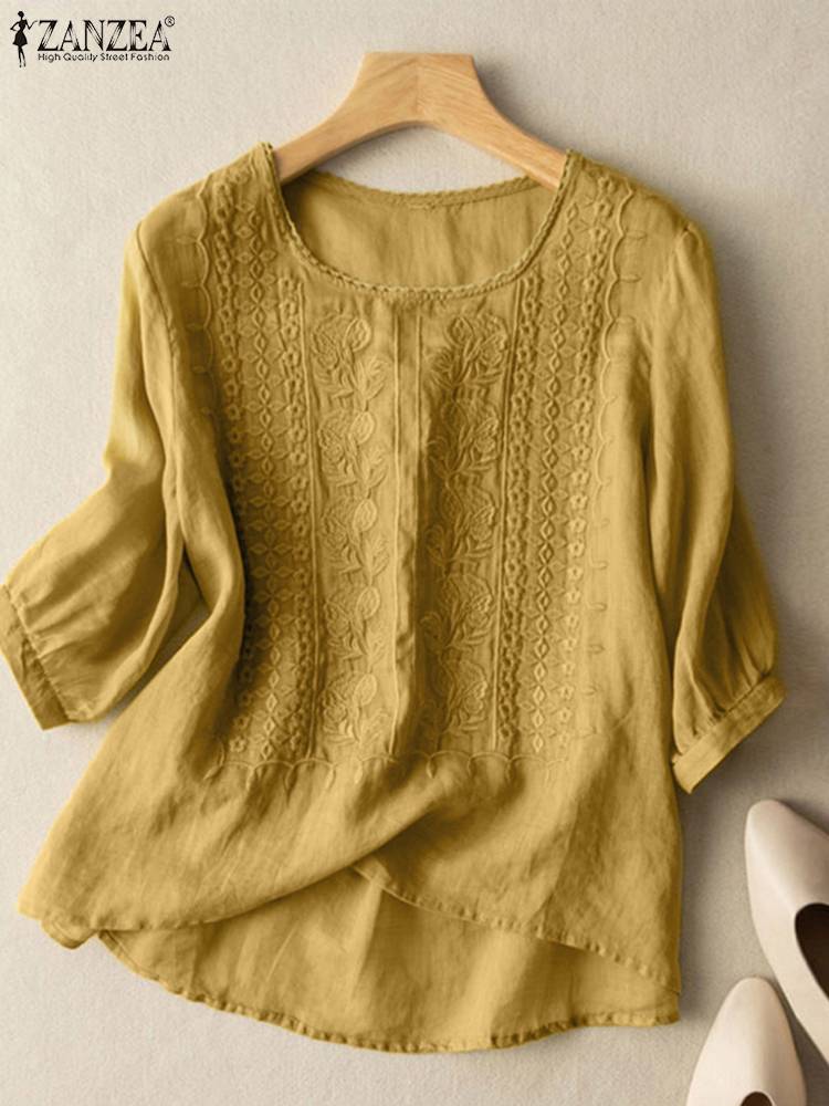 Zanzea elegante feminino blusa - Embroidery On Shirt avaliação e preço