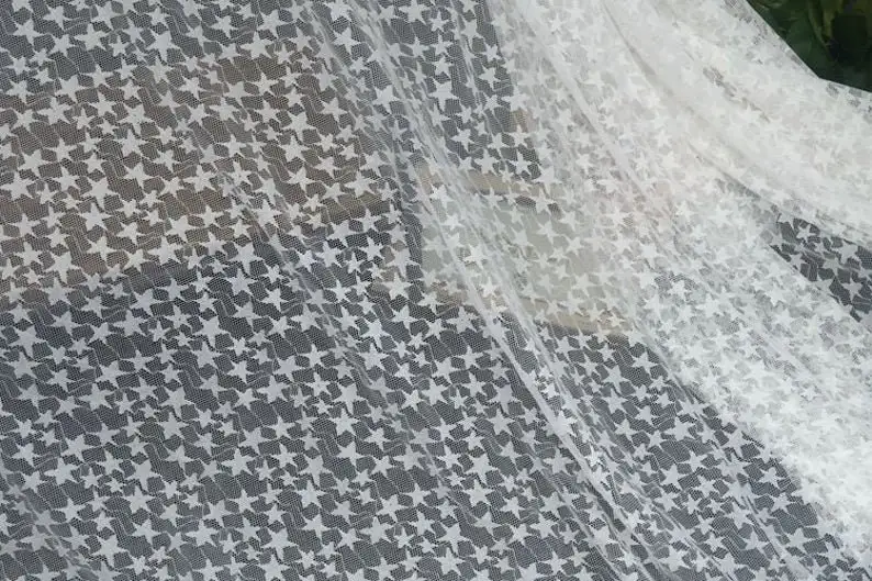 Preto branco macio estrela bor - Embroidery Veil avaliação e preço