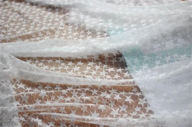 Preto branco macio estrela bor - Embroidery Veil avaliação e preço