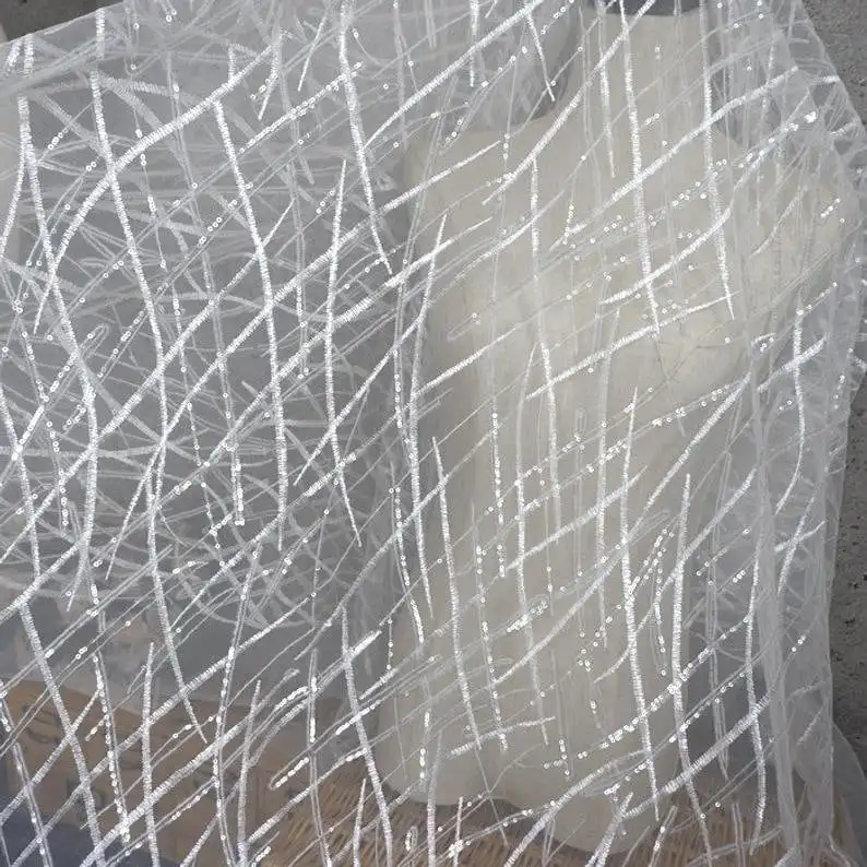 Tecido de renda com lantejoula - Embroidery Veil avaliação e preço