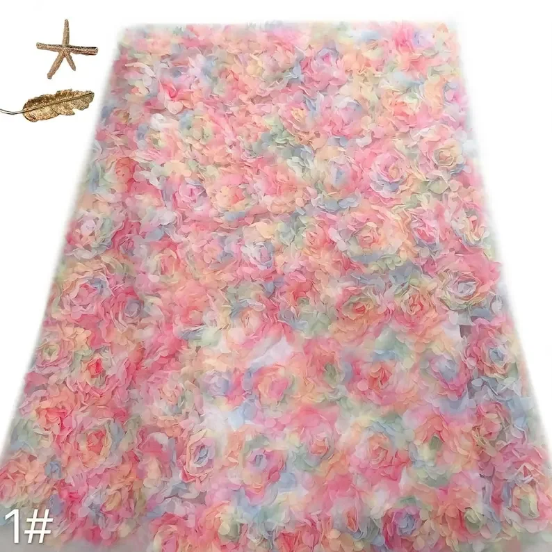3d chiffon rosa flor tecido de - Embroidery Veil avaliação e preço
