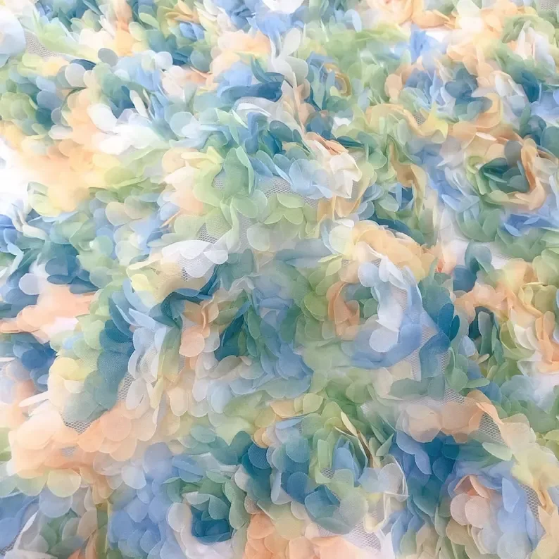3d chiffon rosa flor tecido de - Embroidery Veil avaliação e preço