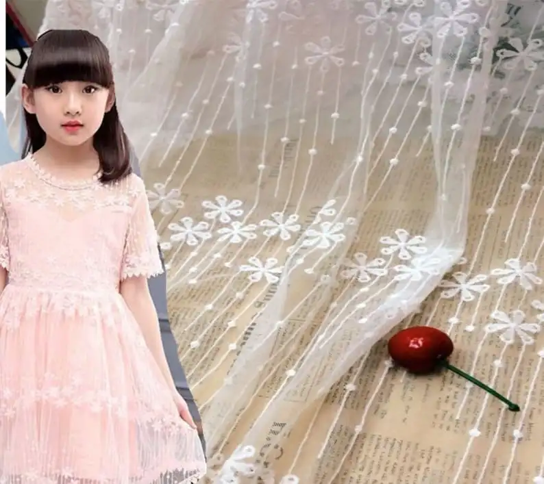 1 jarda flor bordado tecido de - Embroidery Veil avaliação e preço