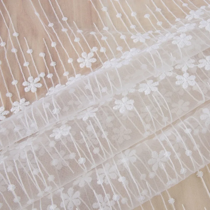1 jarda flor bordado tecido de - Embroidery Veil avaliação e preço